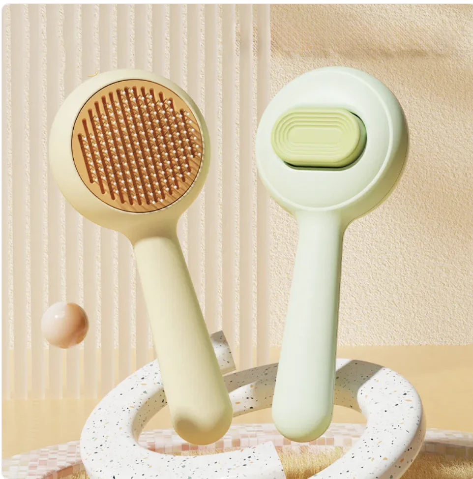 Brosse de toilettage antidérapante pour chats et chiens avec peigne en acier inoxydable